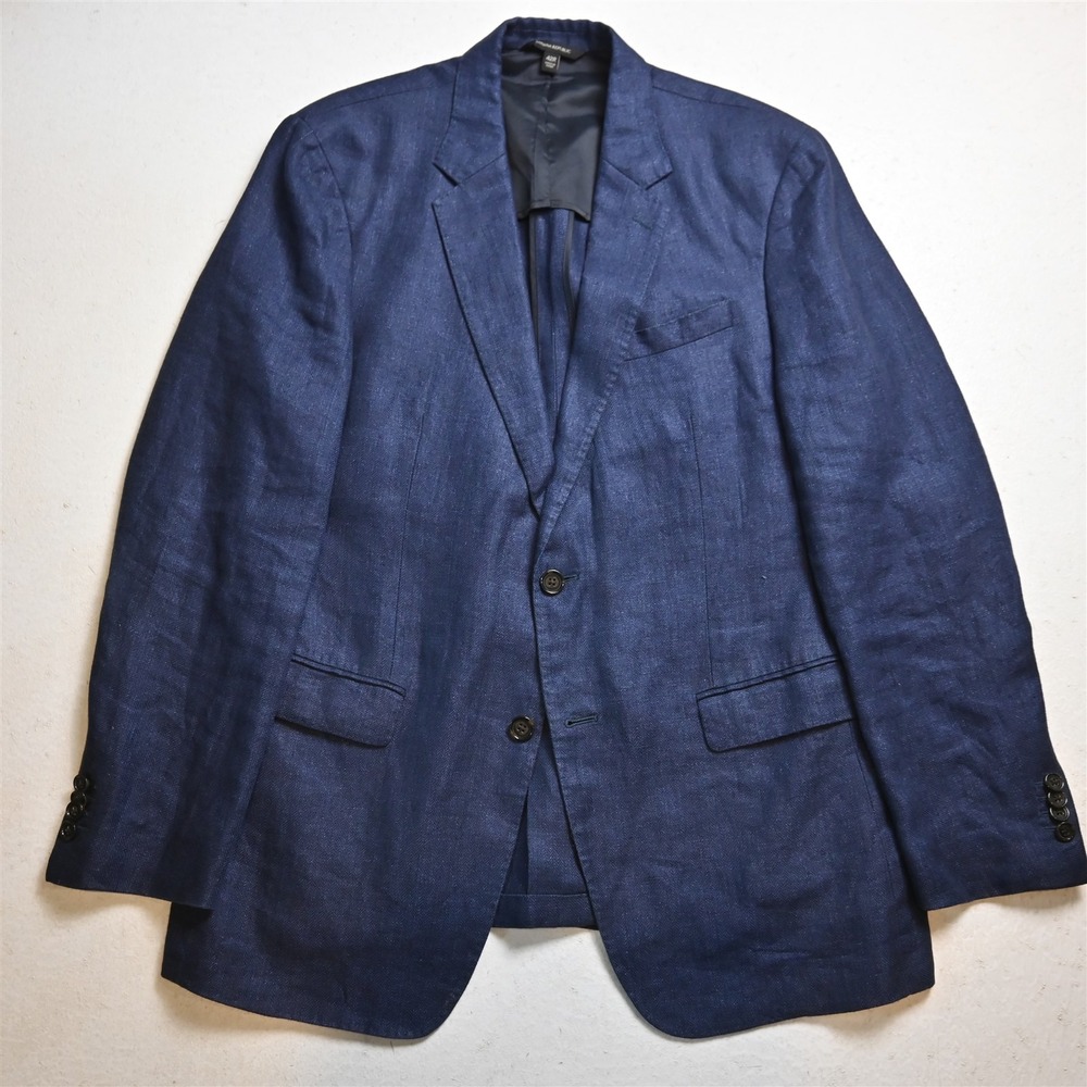 Banana Republic 42R Navy Blue Herringbone 100% Linen 417383 Blazer Sport Coat